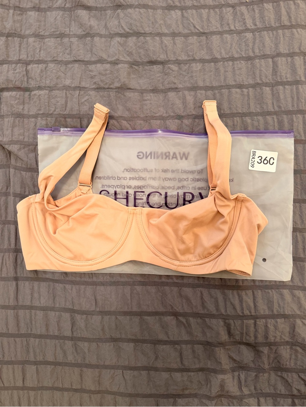 SheCurve Nude Underwire Balconette Bra with Adjustable Straps